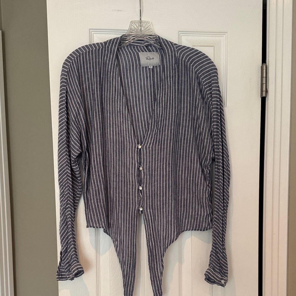 Rails Blue and White Striped Blouse